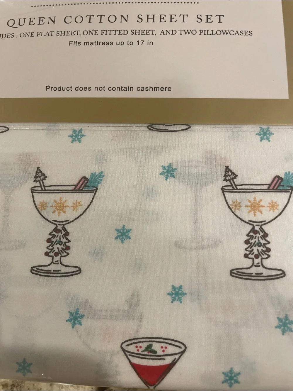 NWT cupcakes and cashmere Holiday Queen Cotton Sheet Set